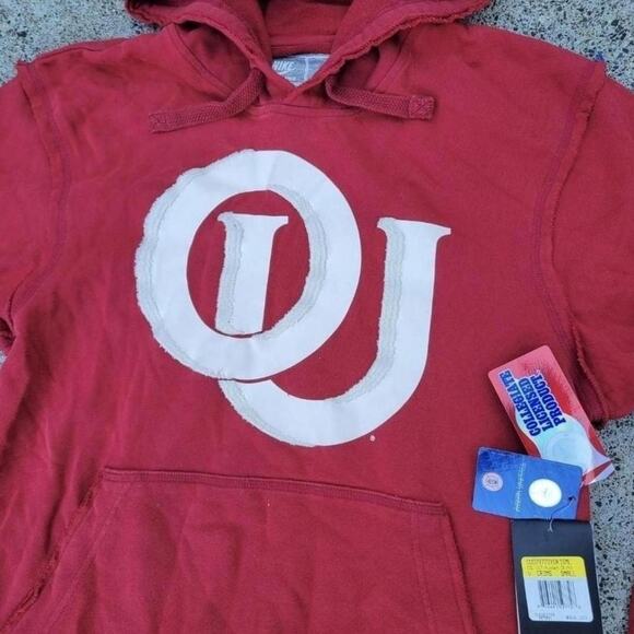 Vtg Y2k NIKE University of Oklahoma OU Logo College Hooded Sweatshirt S NWT - Picture 2 of 4